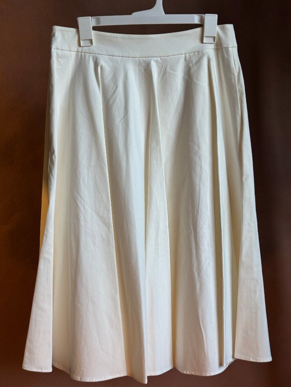 Boden Sateen White Flare Midi Skirt w/ Pockets 8P